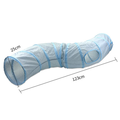 Cat Toys Gray 3-Way Foldable Pet Cat Tunnel Tube Toy Kitten Tunnel Toy with Peep Hole Pet Training Interactive Toy Tunnel Tube Beauty World Shop