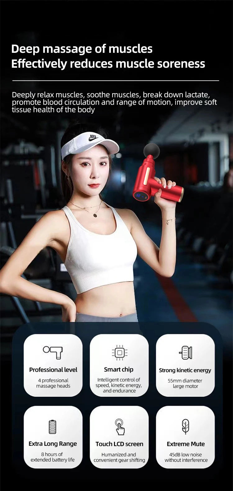 New Upgraded Portable Massage Gun Deep Tissue Muscle Relief Rechargeable Battery, Ideal For Back & Neck,Gift For Everyon Beauty World Shop