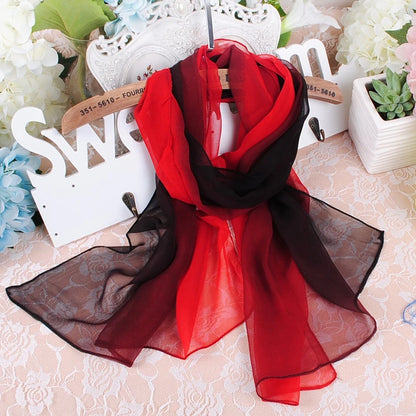 Four Seasons Thin Soft Chiffon For Women Silky Gradient Printing Beach Georgette Scarf Shawls Long Wraps Beach Sunscreen Hijab Beauty World Shop