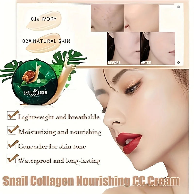 Snail Collagen BB Cream Mushroom Head Air Cushion CC Cream Face Concealer Brightening Moisturizing Foundation Cream Waterproof Beauty World Shop