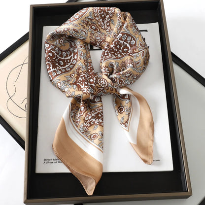 60Colors Luxury Scarf Women 70*70Cm Silk Feel Square Hair Wrapping Foulard Satin Shawl Big Size Head Bandana Hijab Handkerchief Beauty World Shop