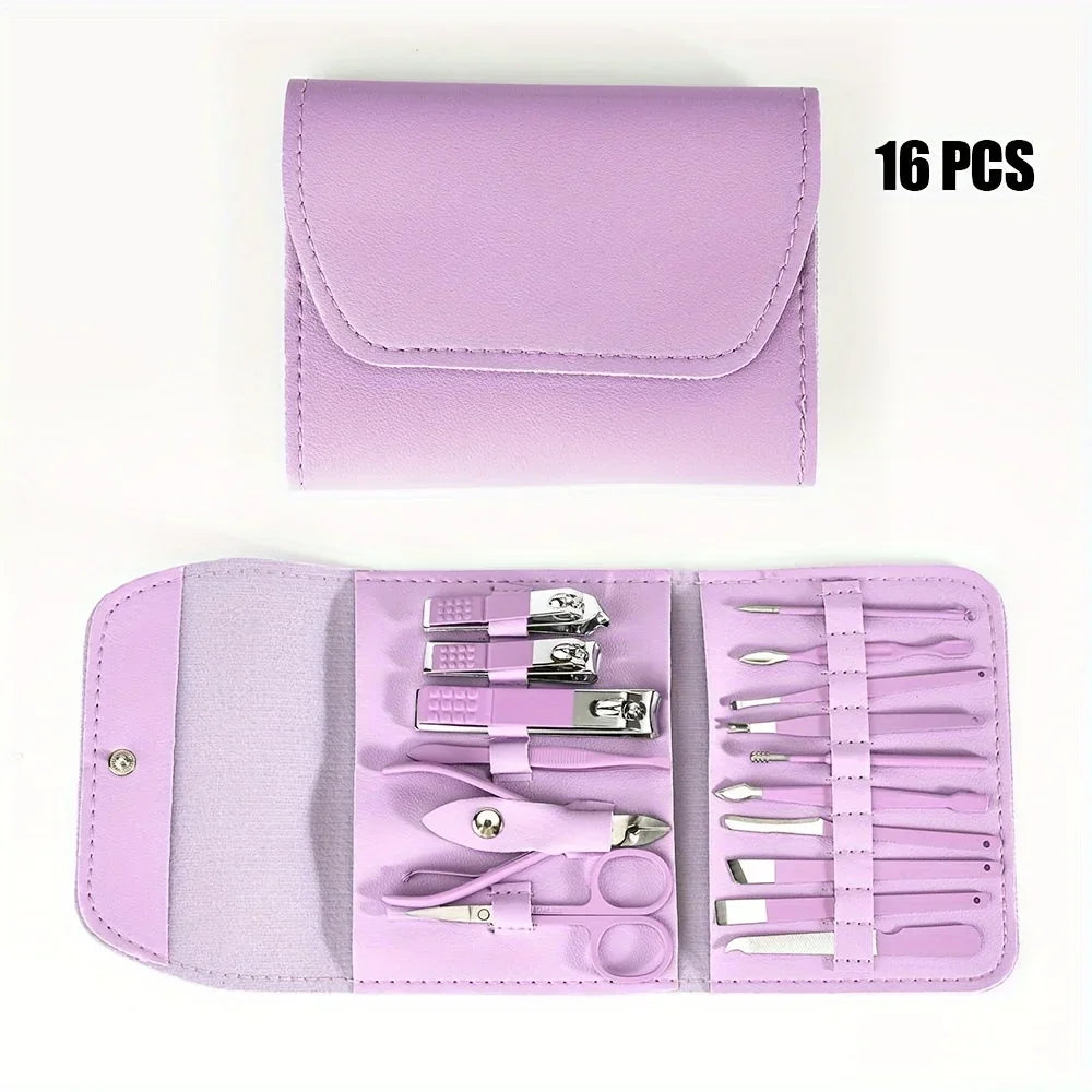 16pcs Professional Nail Clippers and Cuticle Nippers Set with Travel Case Manicure Set Pedicure Sets Nail Clippers Beauty World Shop