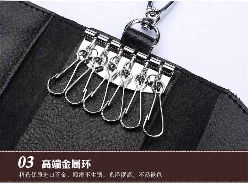 New Genuine Leather Keychain Men Key holder key organizer Pouch Car Key pouch Wallet Housekeeper Key Case Mini Card Bag Beauty World Shop