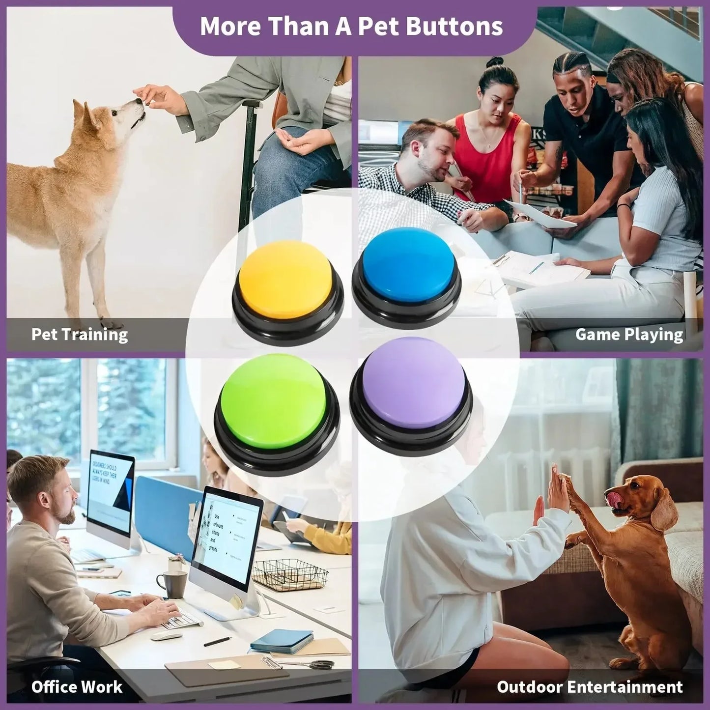 8PCS Dog Communication Buttons Voice Recording Button for Pet Training Buzzer 30 Second Record Playback Funny Gift for Talking Beauty World Shop