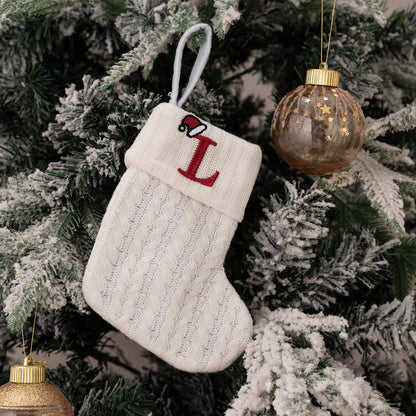 1PC A-Z Letter Hanging Christmas Stockings Knitted Socks  Christmas Tree Hanging for Family Party Decoration Beauty World Shop