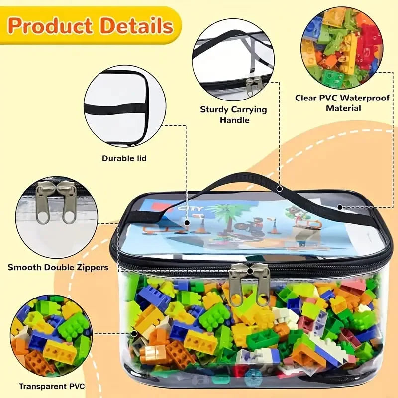 Transparent Mesh Zipper Toy Storage Bag - Large Capacity Puzzle and Block Organizer, Ideal for Toy and Building Block Storage So Beauty World Shop