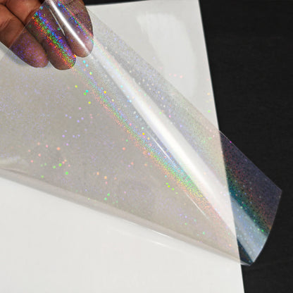 50 Sheets Sand Stars Holographic Sticker Paper 2.9×4.1 inch Glitter Clear Holographic Overlay Cold Laminating Film Self Adhesive Beauty World Shop