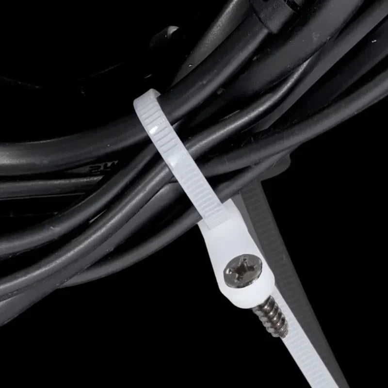 500/100PCS Screw Hole Cable Ties Reusable Fixed Nylon Cable Ties Self-locking Cord Ties Straps Fastening Loop Office Organizer Beauty World Shop