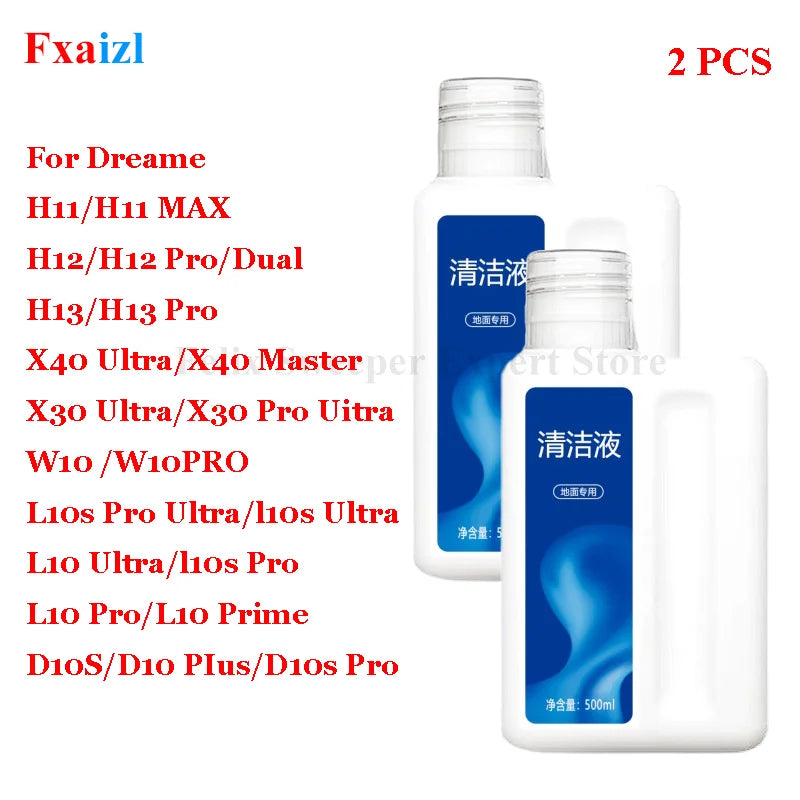 500ml Cleaning Fluid For Dreame X40 Ultra\X30 Ultra\H11/H11 Max/H12/H13/H12 Pro / M12 /W10 Cleaning Fluid Parts Accessories Beauty World Shop