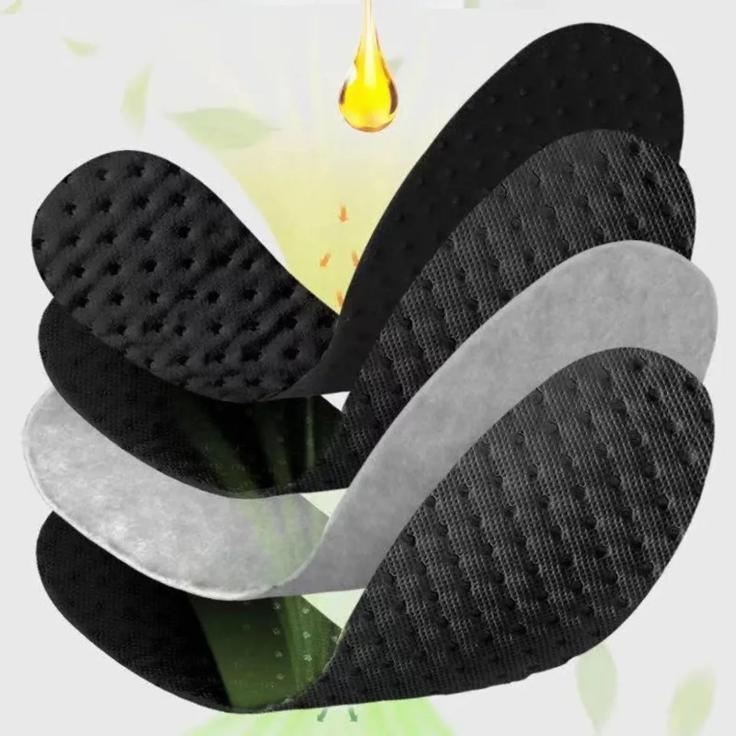1 Pair Bamboo Charcoal Antibacterial Insoles Plant Deodorant Thick Shock Absorbing for Running Sports Beauty Trend Shop