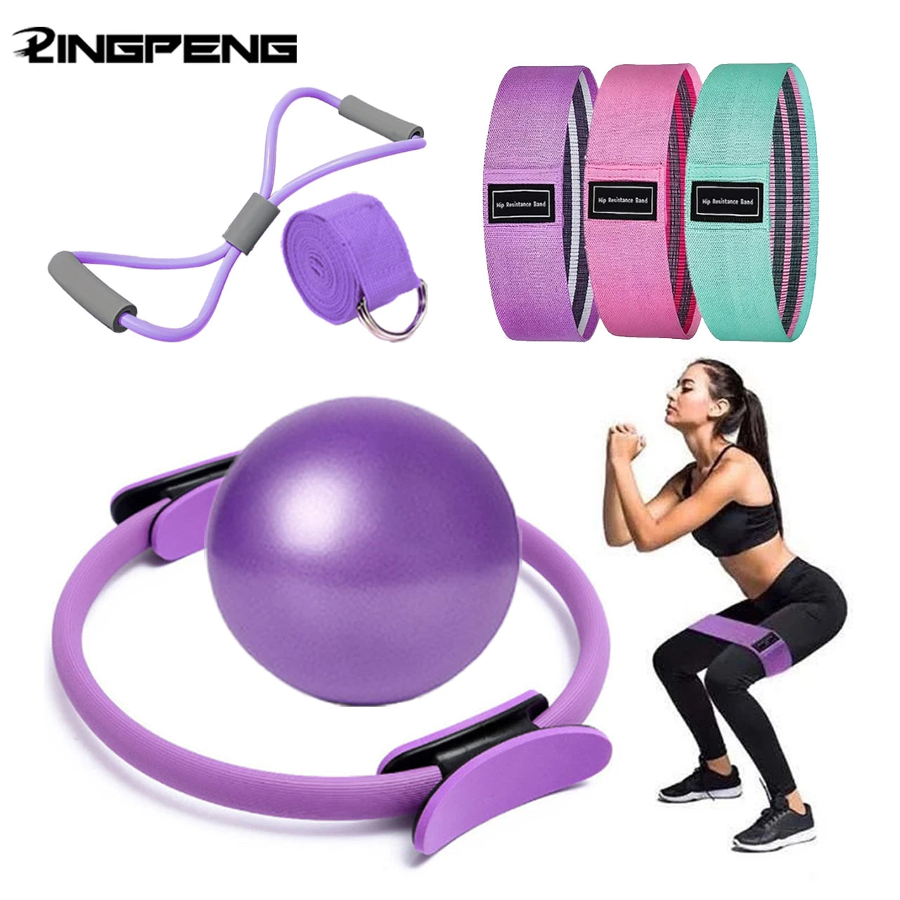 NEW Pilates Ball And Ring Set Pilates Fitness Ring Resistance Band Exercise Workout Fitness Equipment For Pregnancy Postpartum Beauty World Shop