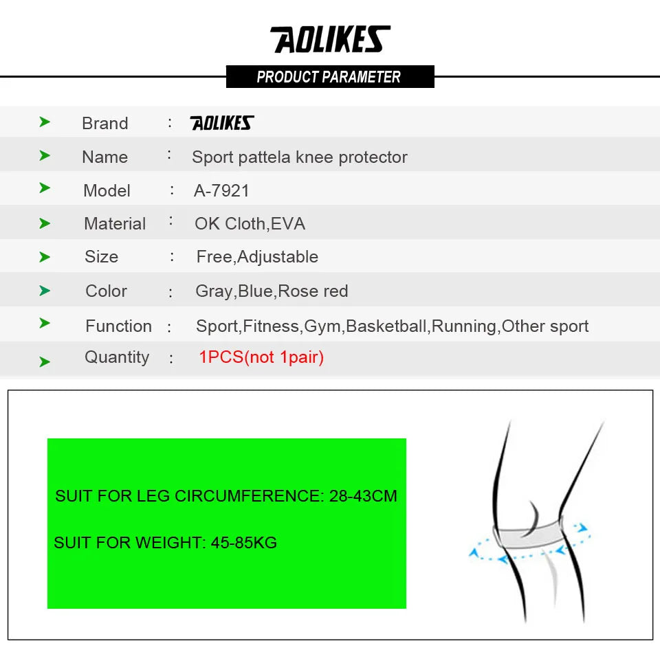 AOLIKES 1PCS Knee Braces for Knee Pain,Patella Knee Support Strap,Adjustable Patellar Tendon Stabilizer Band for Basketball Beauty World Shop