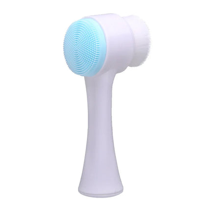 3D Double Silicone Facial Cleansing Brush Manual Massage Facial Brush Soft Bristles Exfoliator Double Sided Face Wash Brush Beauty World Shop