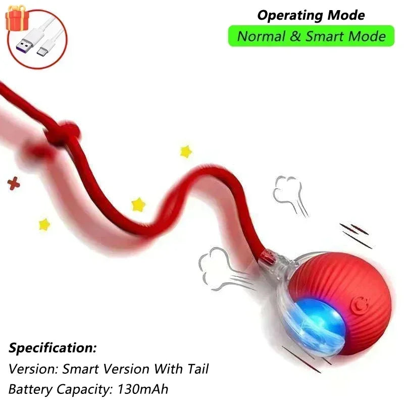 Cat Interactive Ball Toy, Automatic Rolling Ball with Tail, Rechargeable Smart Pet Interactive Toy, Intelligent Mouse for Cat Beauty World Shop