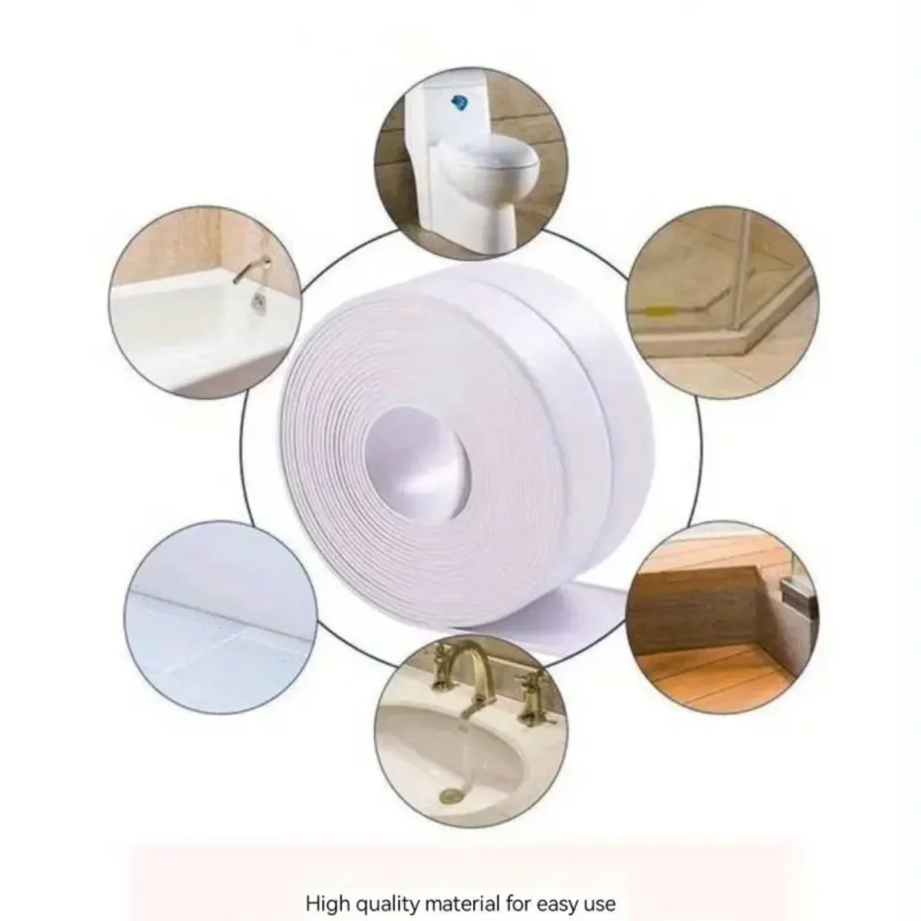 3.2m PVC Waterproof Sealing Tape for Bathroom Sink, Shower, Bathtub and Toilet - Self Adhesive Wall Sticker Beauty Fashion