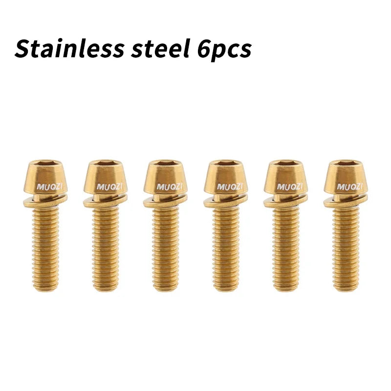 MUQZI 6pcs Stem Bolts M5x17mm Bicycle Handlebar Stem Screw With Washer MTB Road Bike Stem Riser Screw Beauty World Shop