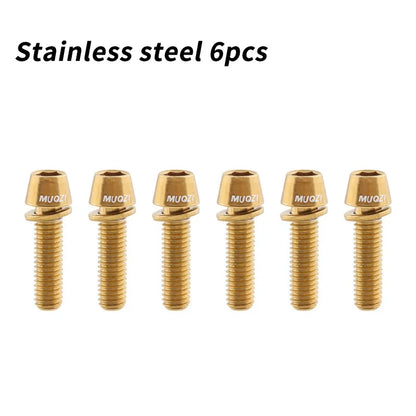 MUQZI 6pcs Stem Bolts M5x17mm Bicycle Handlebar Stem Screw With Washer MTB Road Bike Stem Riser Screw Beauty World Shop