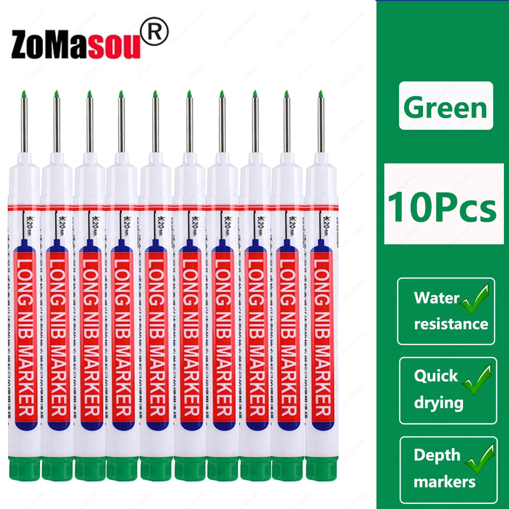1-100Pcs 2cm Waterproof Long Head Markers Deep Hole Marker Pen for Metal Carpenter Red/Black/Blue/Green Ink Woodworking Tools Beauty World Shop