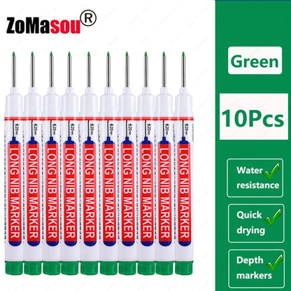 1-100Pcs 2cm Waterproof Long Head Markers Deep Hole Marker Pen for Metal Carpenter Red/Black/Blue/Green Ink Woodworking Tools Beauty World Shop