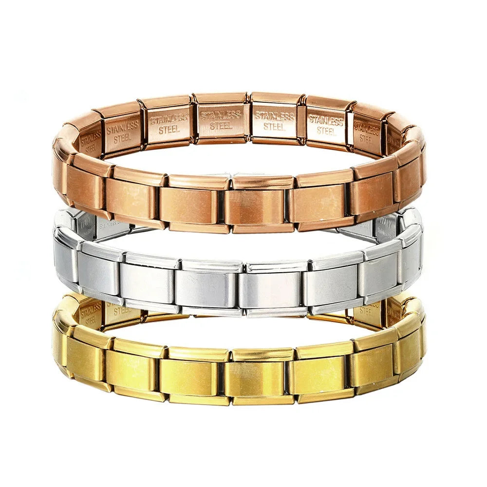 2024 New Popular Fashion Italian Module Charm Links Fit 9mm Bracelet Stainless Steel Links Jewelry Making Beauty World Shop