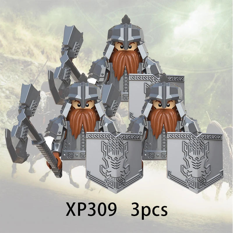 3pcs Lord Rings Elves Orcs Army Dwarf Rohan Mini Action Toy Figures Building Blocks Assembly Toys for Kids Birthday Gift Beauty World Shop