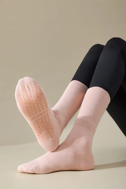 Professional Yoga Socks Women Silicone Non-slip Solid Color Pilates Socks Cotton Breathable Floor Gym Fitness Dance Sports Socks Beauty World Shop