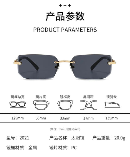 Rimless Sunglasses Rectangle Fashion Popular Women Men Shades Small Square Sun Glasses For Female Male Summer Traveling Oculos Beauty World Shop