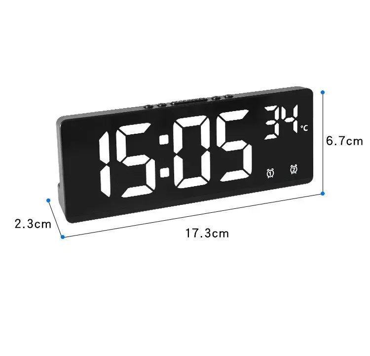 Voice Control Digital Alarm Clock Temperature Dual Alarm Snooze Desktop Table Clock Night Mode 12/24H LED Clock Watch Desk Clock Beauty World Shop