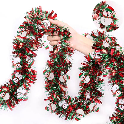 Christmas Tinsel Garlands Decoration Bar Tops 2/10M Red Green Wreath Xmas Tree Ornaments Party Home Staircase Decor Pendant Prop Beauty World Shop