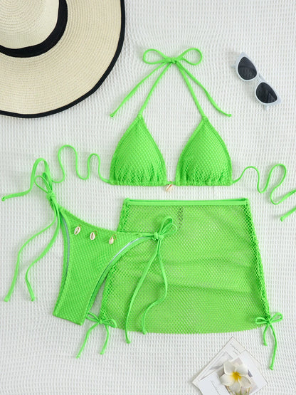 New Sexy Net Bikinis Female Swimsuits Women Three-Piece Swimwear Beach Swim Wear Bathing Suits Brazilian Bikini Set Pool Bather Beauty World Shop