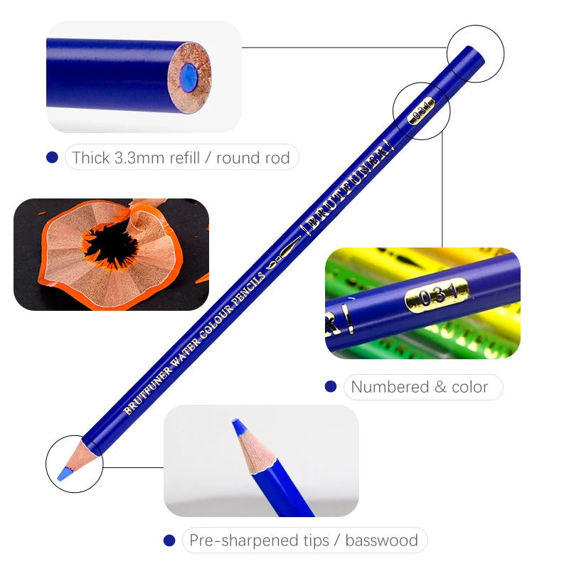 Brutfuner 48/72/120/150/160/180Colors Pencils Professional Oil Wood Soft Watercolor Pencil For School Draw Sketch Art Supplies Beauty World Shop