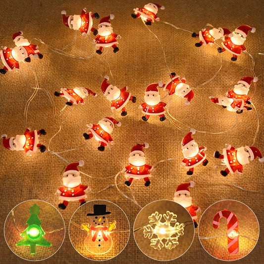 2M 20LED Santa Claus Snowflake LED Light String Christmas Decoration For Home Xmas Tree Ornament 2025 Navidad Kids Gift New Year Beauty World Shop