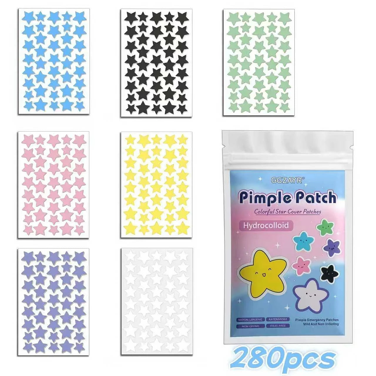 280/1120/1680pcs Seven-Color Star Pimple Patches – Invisible Hydrocolloid Dots for Fun & Gentle Skincare Beauty World Shop