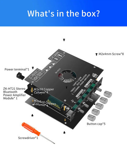 Bluetooth Digital Power Amplifier Board Module TDA7498E160W+160W+220W  High and Low Tone Subwoofer Amplifier AUX/USB ZK-HT21 Beauty World Shop