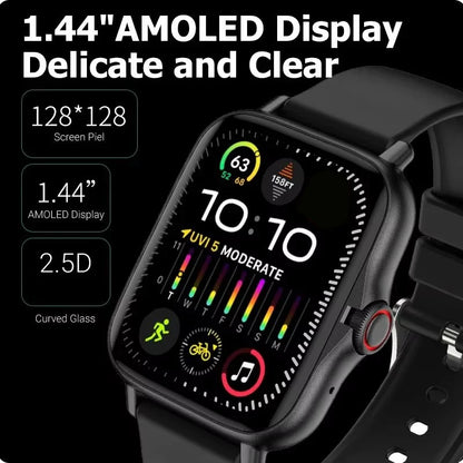 2024 Smart Watch Android Phone 1.44'' Inch Color Screen Bluetooth Call Blood Oxygen/Pressure Monitoring Smart Watch Women Men Beauty World Shop