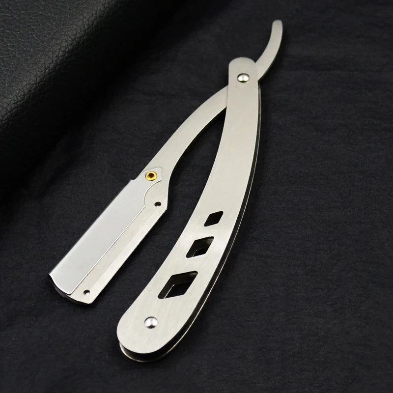 Men Shaving Barber Tools Hair Razor and Blades Antique Black Folding Shaving Knife Unisex Hair Removal (Without Blade) Beauty World Shop