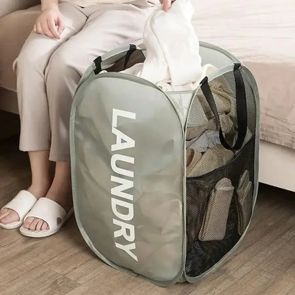 Mesh Pop-up Laundry Basket, Laundry Basket, Foldable Dirty Clothes Storage Basket, Large Capacity Storage Basket Beauty World Shop
