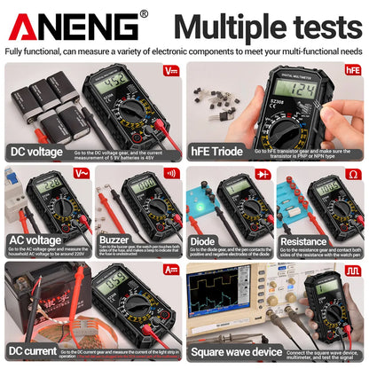 ANENG SZ308 Digital Multimeter   AC/DC Current Meter Voltage Resistance Meter Electrician LCD Backlight Ohm Square Wave Test Beauty World Shop