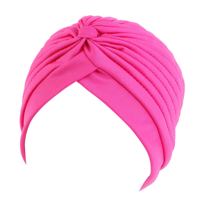 New Knotted Ruffle Turban Ladies Soft Headscarf Casual Streetwear Female Muslim Hijab Indian Hats Cancer Chemo Cap Turbante Beauty World Shop