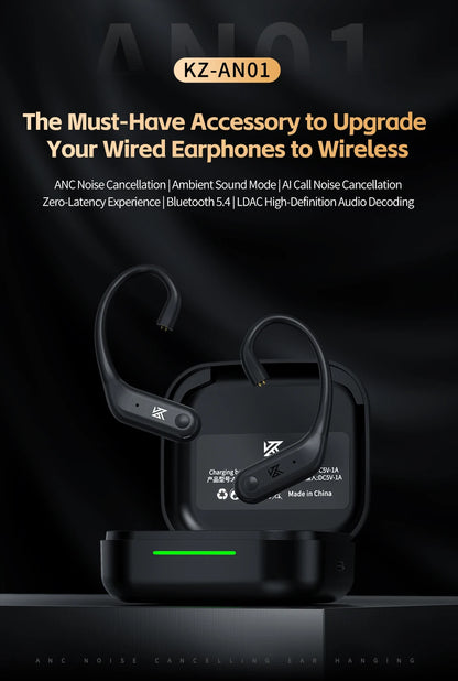 KZ AN01 Wireless Bluetooth 5.4 Cable Ear Hook With Charging Case For KZ Castor PRO PR2 PR3 ZSXPRO ZVXPRO Krila
