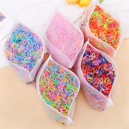 500/1000/2000pcs Girls Colourful Disposable Rubber Band Hair Ties Headband Children Ponytail Holder Bands Kids Hair Accessories Beauty World Shop