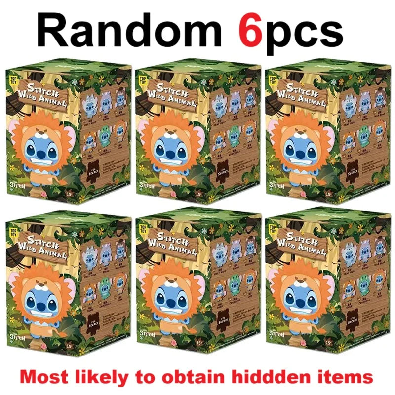 Disney Stitch Wild Animal Series Blind Box Plush Vinyl Toy Cute Doll Replica Mystery Box Bag Pendant Decor New Year Festive Gift Beauty World Shop
