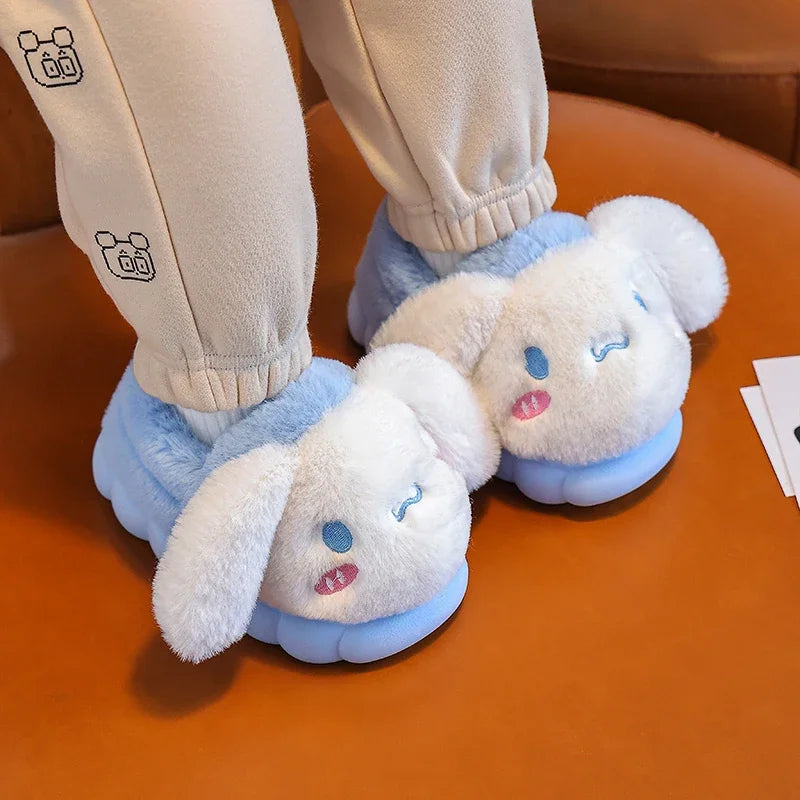 Kawaii Pikachu Figure Cotton Slippers Cover Heel Anime Peripheral Cute Cartoon Flat Autumn/Winter Plush Slippers Christmas Gifts Beauty World Shop