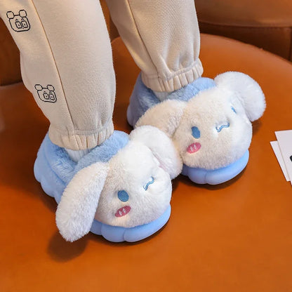 Kawaii Pikachu Figure Cotton Slippers Cover Heel Anime Peripheral Cute Cartoon Flat Autumn/Winter Plush Slippers Christmas Gifts Beauty World Shop