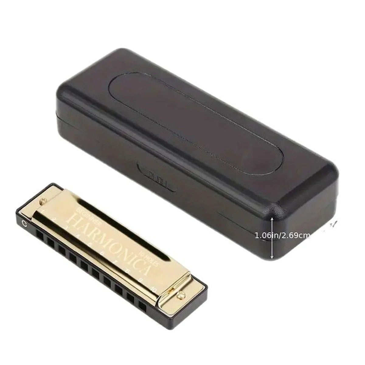 Miwayer 10 Holes Harmonica Key of C ,  Colorful Metal Shell  with Case for Beginner Students Kids Gift with Case Beauty World Shop