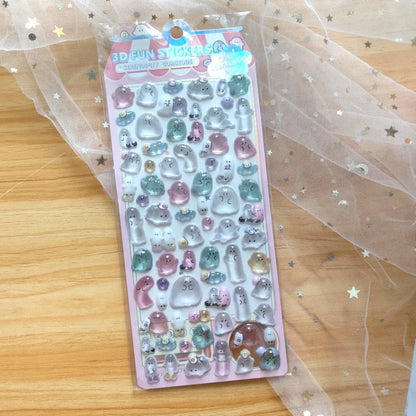 4-Piece Kids' Cartoon Cute Soft Ghost 3D Stickers - Adorable 3D Decor Decals for Phones, Notebooks(Anime Worlds Store) Beauty World Shop