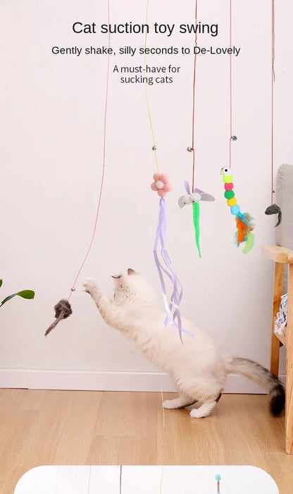 7pcs Random Cat Toy Swing Sticky Disc Elastic Hanging Door Teasing Cat Rope Long Rope Teasing Cat Cat Toy Cat Accessories