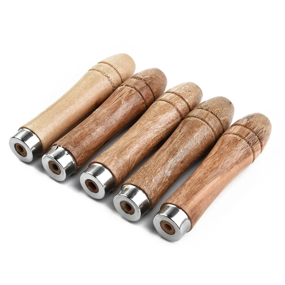 5pcs/set Wooden File Handle Replacement For Metal File,wood Rasp,screwdrivers,hand Drills For File Craft Tool Length 9cm Hole Beauty Trend Shop