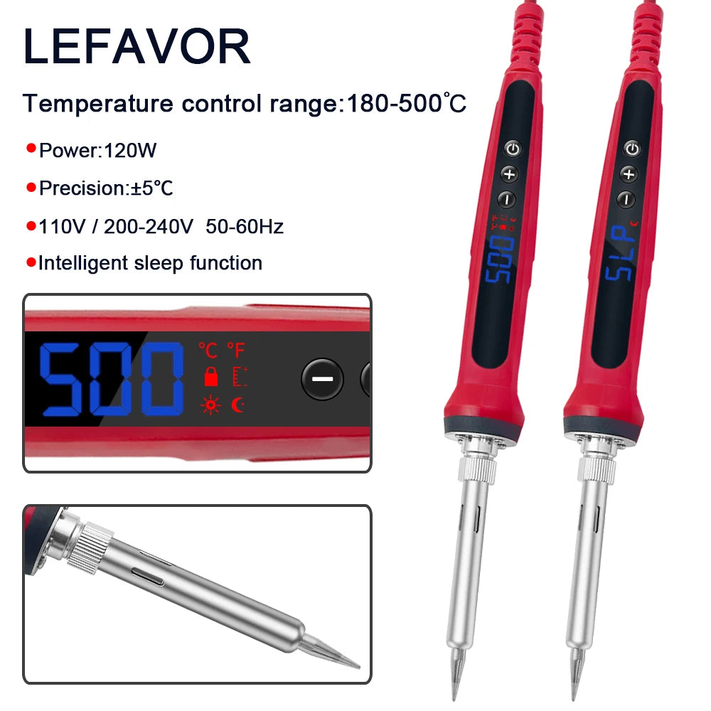 80W Soldering iron kit adjustable temperature LCD solder welding tools Ceramic heater soldering tips Tweezers soldering wire Beauty World Shop