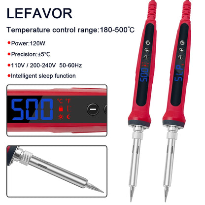 80W Soldering iron kit adjustable temperature LCD solder welding tools Ceramic heater soldering tips Tweezers soldering wire Beauty World Shop
